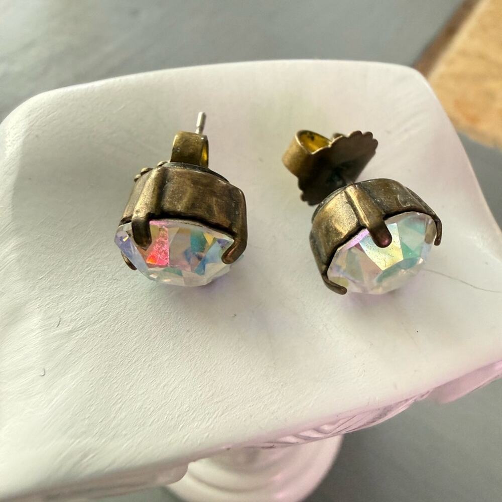 Sorrelli Crystal Brass Tone Stud Earrings - Picture 7 of 7